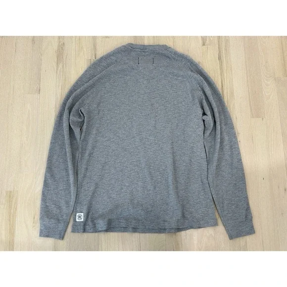 REIGNING CHAMP Gray Long Sleeve Henley Shirt Sz Large Cotton Made in Canada - Picture 6 of 6